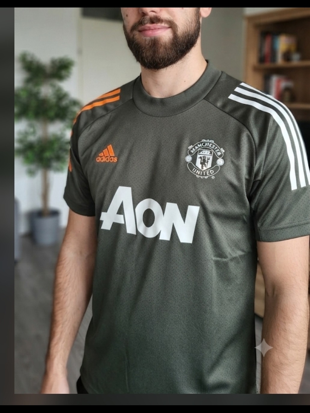 Manchester United Men’s Olive Green Training Jersey by Adidas